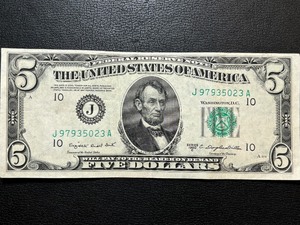 1950 C Green Seal $5 Dollar Federal Reserve Note