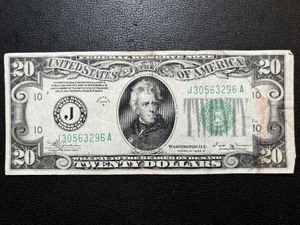 1934 B Green Seal $20 Dollar Federal Reserve Note