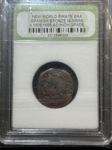 Spanish Bronze Nummis New World Pirate Era c. 1608-1695 AD