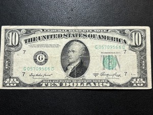 1950 A Green Seal $10 Dollar Federal Reserve Note