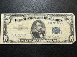 1953 A Blue Seal $5 Dollar Silver Certificate