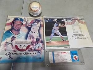 George Brett Hall Of Fame Photos, Autographed Baseball, Unused Ticket From Sept. 30 1962 George Got His 3000th Hit.