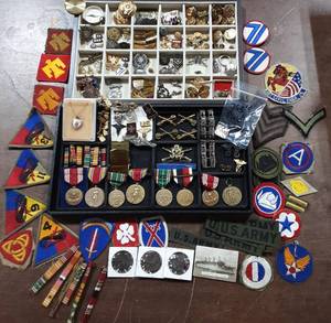 Large Lot Of Military Patches, Pins, Medals & Buttons