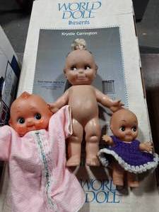 3-Baby Dolls & Krystle Carrington World Doll With Box