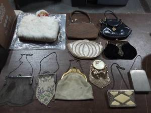 Fur Doll Head Muff & Collection Of Unique Vintage Hand Bags