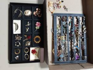 Items On Tray & Rack Of Pierced Earrings