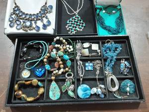 Items On Tray & 3-Boxed Necklaces