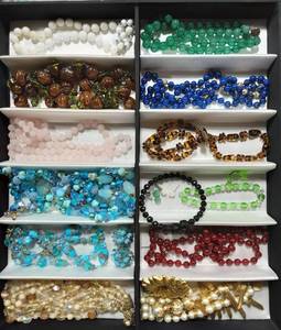 Lot Of Vintage Necklaces (Most Glass) Some With Earrings Matching
