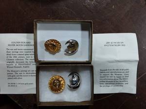 Metropolitan Museum Of Art Golden Sun & Silver Moon Earrings (2-Pair 1-Clip, 1-Pierced)