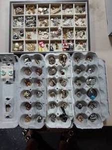 Clip Earrings & Items On Tray-36 Pair