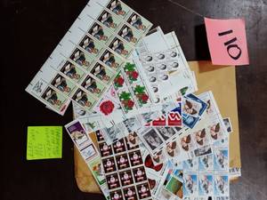 Envelope Of US Unused Postage Stamps Including Many Plate Blocks-Face Value Over $50