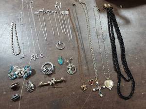 Vintage Sterling Silver Cocktail Picks, Some Silver & Other Costume Jewelry
