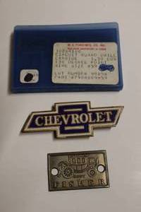 lot 2G image: 1930 Chevrolet Coupe Bowtie Radiator Chevrolet Emblem, Body by Fisher Emblem Plate Etc
