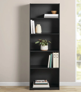 lot 502 image: Mainstays 5-Shelf Bookcase with Adjustable Shelves, True Black Oak