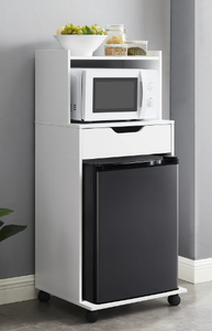 lot 504 image: Mainstays Microwave Rolling Kitchen Storage Cart, White Finish
