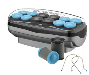 lot 517 image: Conair Professional Jumbo and Super-Jumbo Ceramic Hot Hair Rollers, 12 Piece Set, Blue, CHV14XR