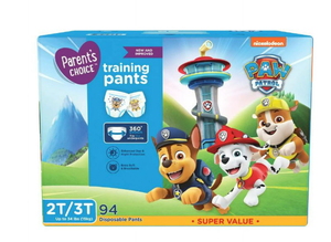 lot 531 image: Lot of 2 Parents Choice Paw Patrol Training Pants, 2T3T, 94 Count