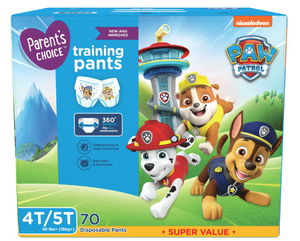 lot 534 image: Lot of 2 Parents Choice Paw Patrol Training Pants for Boys, 4T5T, 70 Count