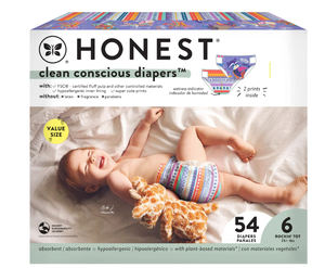 lot 538 image: The Honest Company, Clean Conscious Diapers, Size 6, 54 Count Large Box