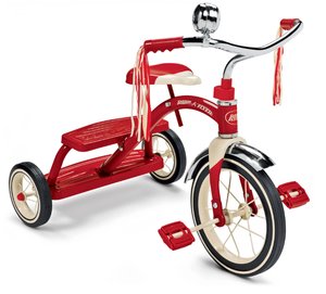 lot 16 image: Radio Flyer, Classic Red Dual Deck Tricycle, 12 Front Wheel