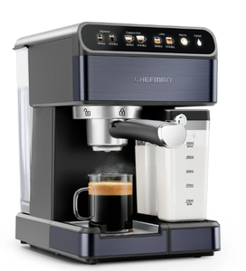 lot 19 image: Chefman Espresso Machine w Milk Frother, 20 Bar Pump, Digital Display