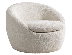 lot 62 image: Roundhill Furniture Winnie Modern Teddy Boucle Fabric Barrel Chair, 360° Swivel