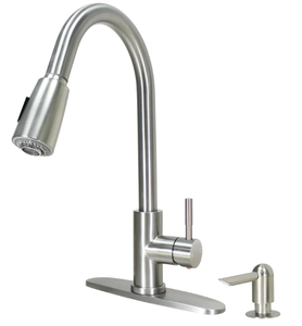 lot 107 image: Better Homes & Gardens Elmont Pull Down Kitchen Faucet with Soap Dispenser