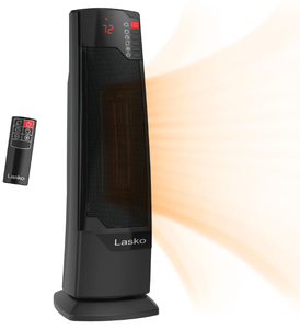 lot 236 image: Lasko 22 1500W Oscillating Ceramic Tower Space Heater with Remote