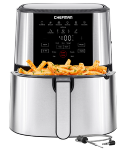 lot 277 image: Chefman ExacTemp 5 Qt. Digital Air Fryer with Temperature Probe - Stainless Steel