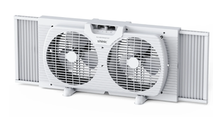 lot 420 image: Shinic 9 3-Speed Twin Window Fan with Removable Bug Screen