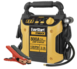 lot 467 image: EverStart Maxx 800 Peak Amp Jump Starter w 120 PSI Compressor, pivoting LED light, 3X USB ports