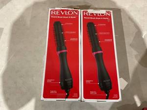 lot 335 image: LOT OF 2 Revlon One Step Root Booster Round Brush Dryer and Hair Styler  Fight Frizz and Add Volume