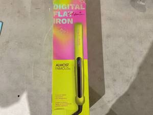 lot 378 image: Almost Famous California Digital Flat Iron, Next-Gen PTC heater, Sparkling tourmaline protects hair
