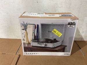 lot 234 image: Victrola Vintage 3-Speed Bluetooth Portable Suitcase Record Player with Built-in Speakers