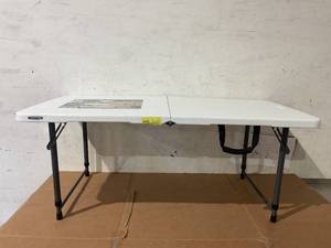 lot 296 image: Lifetime 4 Fold-in-Half Adjustable Height Table, IndoorOutdoor Essential