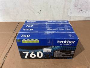 lot 17 image: LOT OF 2 Brother Genuine TN760 High Yield Black Toner Cartridge