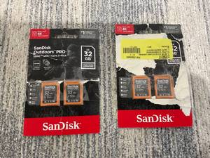 lot 170 image: LOT OF 2 San Disk 32GB Outdoor Pro SDHC UHS-I Card 2 Pack