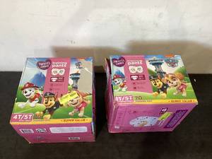 lot 532 image: Lot of 2 Parents Choice Paw Patrol Training Pants for Girls, 4T5T, 70 Count