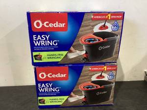 lot 598 image: LOT OF  2 O-Cedar EasyWring Microfiber Spin Mop and Bucket Cleaning System