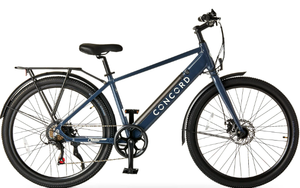 lot 78 image: Concord 27.5 Commuter Step-Over Electric Commuter Bike, 36V, Class 2, Gray, No Charger, No Keys, Front Tire Does Not Hold Air