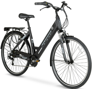 lot 98 image: Hyper Bicycles E-Ride 700C 36V Electric Commuter E-Bike for Adults, Pedal-Assist, 250W Motor, Black, Minor Transit Damage, No Seat, No Charger, No Keys- Tested Works As Intended