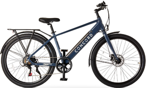 lot 99 image: Concord 27.5 Commuter Step-Over Electric Commuter Bike, 36V, Class 2, Gray, No Charger, No Keys, Back Tire Does Not Hold Air