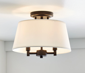 lot 590 image: Better Homes & Gardens 2 Lights Flush Mount Light ,Fabric Shade,Matte Black Finish, Bulb Included