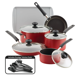 lot 196 image: 15PCS Farberware Cookstart Aluminum Nonstick Cookware Set