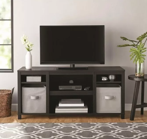 lot 199 image: Mainstays Parsons Wood TV Stand for up to 50 TVs