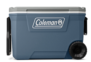 lot 616 image: Coleman 316 Series 62QT Lakeside Blue Hard Chest Wheeled Cooler Backyard, Camping, Beach, Tailgate