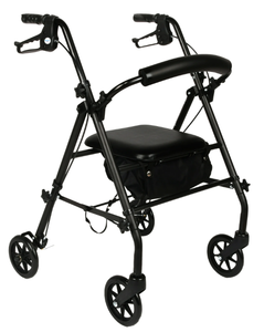 lot 617 image: Equate Rolling Walker for Seniors, Rollator with Seat and Wheels, Black, 350 lb Capacity