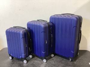 lot 36 image: Zimtown 3 Piece Nested Spinner Suitcase Luggage Set With TSA Lock Navy Blue- Minor TRansit Damage