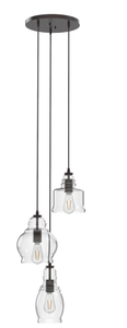 lot 589 image: Better Homes & Gardens 61 Architectural 3-Light Pendant Light, Black Finish Clear Glass Shades