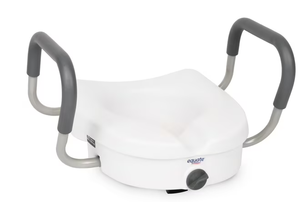 lot 621 image: Equate Raised Toilet Seat With Handles, 5 Seat Riser with Arms, Fits Most Toilets, 350 lb Capacity